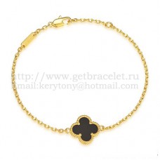 Van Cleef Arpels Bracelet Sweet Alhambra Or Jaune Avec Nacre Onyx Noir