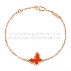 Van Cleef Arpels Bracelet Papillon Sweet Alhambra Or Rose Avec Nacre Cornaline