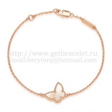 Van Cleef Arpels Bracelet papillon Sweet Alhambra en or rose avec nacre blanche