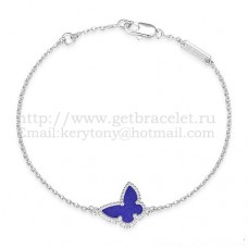 Van Cleef Arpels Bracelet papillon Sweet Alhambra en or blanc avec pierre de lapis et nacre