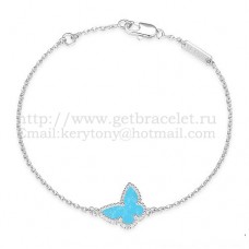 Van Cleef Arpels Bracelet papillon Sweet Alhambra en or blanc avec nacre turquoise