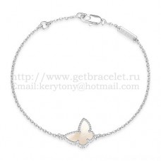 Van Cleef Arpels Bracelet papillon Sweet Alhambra en or blanc avec nacre blanche