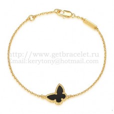 Van Cleef Arpels Bracelet Papillon Sweet Alhambra Or Jaune Avec Agate Noire Nacre