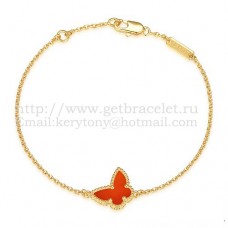 Van Cleef Arpels Bracelet Papillon Sweet Alhambra Or Jaune Avec Nacre Cornaline