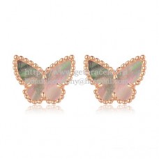Van Cleef Arpels Boucles d'oreilles papillon Sweet Alhambra en or rose avec nacre grise Van Cleef Arpels Boucles d'oreilles papillon Sweet Alhambra en or rose avec nacre grise