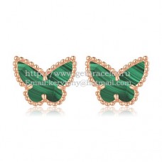 Van Cleef Arpels Boucles d'oreilles papillon Sweet Alhambra or rose avec nacre malachite