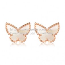 Van Cleef Arpels Boucles d'oreilles papillon Sweet Alhambra en or rose avec nacre blanche Van Cleef Arpels Boucles d'oreilles papillon Sweet Alhambra en or rose avec nacre blanche