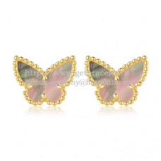 Van Cleef Arpels Boucles d'oreilles papillon Sweet Alhambra en or jaune avec nacre grise