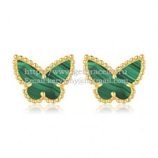 Van Cleef Arpels Boucles d'oreilles papillon Sweet Alhambra en or jaune avec nacre malachite Van Cleef Arpels Boucles d'oreilles papillon Sweet Alhambra en or jaune avec nacre malachite