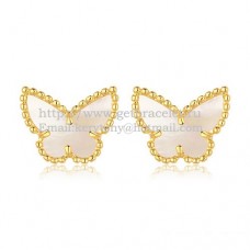 Van Cleef Arpels Boucles d'oreilles papillon Sweet Alhambra en or jaune avec nacre blanche Van Cleef Arpels Boucles d'oreilles papillon Sweet Alhambra en or jaune avec nacre blanche