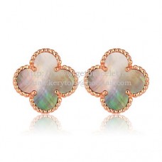 Van Cleef Arpels Boucles d'oreilles Sweet Alhambra Or rose avec nacre grise Van Cleef Arpels Boucles d'oreilles Sweet Alhambra Or rose avec nacre grise