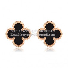 Van Cleef Arpels Boucles d'oreilles Sweet Alhambra Or rose avec nacre d'onyx noir