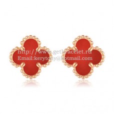Van Cleef Arpels Boucles d'oreilles Sweet Alhambra Or rose avec nacre cornaline Van Cleef Arpels Boucles d'oreilles Sweet Alhambra Or rose avec nacre cornaline