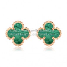 Van Cleef Arpels Boucles d'oreilles Sweet Alhambra Or rose avec nacre malachite
