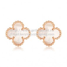 Van Cleef Arpels Boucles d'oreilles Sweet Alhambra Or rose avec nacre blanche Van Cleef Arpels Boucles d'oreilles Sweet Alhambra Or rose avec nacre blanche
