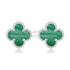 Van Cleef Arpels Boucles d'oreilles Sweet Alhambra Or blanc avec nacre malachite Van Cleef Arpels Boucles d'oreilles Sweet Alhambra Or blanc avec nacre malachite
