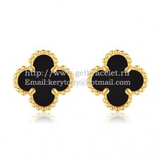 Van Cleef Arpels Boucles d'oreilles Sweet Alhambra Or jaune avec nacre d'onyx noir