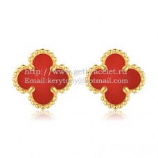 Van Cleef Arpels Boucles d'oreilles Sweet Alhambra Or jaune avec nacre cornaline