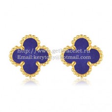 Van Cleef Arpels Boucles d'oreilles Sweet Alhambra Or jaune avec pierre lapis nacre