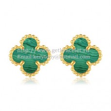 Van Cleef Arpels Boucles d'oreilles Sweet Alhambra Or jaune avec nacre malachite