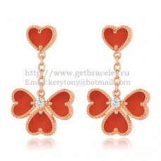 Van Cleef Arpels Boucles d'oreilles Sweet Alhambra Effeuillage Or rose avec nacre cornaline Van Cleef Arpels Boucles d'oreilles Sweet Alhambra Effeuillage Or rose avec nacre cornaline