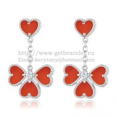 Van Cleef Arpels Boucles d'oreilles Sweet Alhambra Effeuillage Or blanc avec nacre cornaline