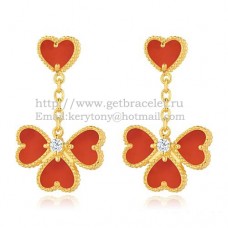 Van Cleef Arpels Boucles d'oreilles Sweet Alhambra Effeuillage Or jaune avec nacre cornaline Van Cleef Arpels Boucles d'oreilles Sweet Alhambra Effeuillage Or jaune avec nacre cornaline