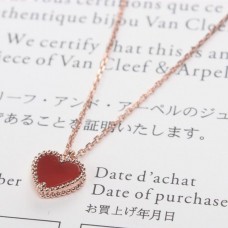 Van Cleef Arpels Pendentif Coeur Sweet Alhambra Or Rose Cornaline