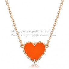 Van Cleef Arpels Pendentif Coeur Sweet Alhambra Or Rose Avec Nacre Onyx Rouge