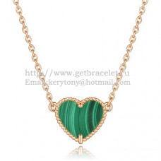 Van Cleef Arpels Pendentif Coeur Sweet Alhambra Or Rose Avec Nacre Malachite