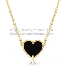 Van Cleef Arpels Pendentif Coeur Sweet Alhambra Or Jaune Avec Nacre Onyx Noir