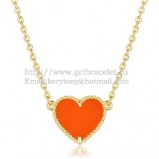 Van Cleef Arpels Pendentif Coeur Sweet Alhambra Or Jaune Avec Nacre Onyx Rouge