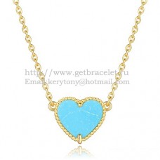 Van Cleef Arpels Pendentif Coeur Sweet Alhambra Or Jaune Avec Nacre Turquoise