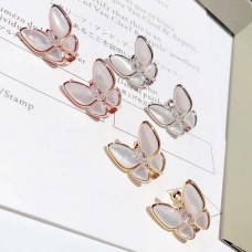 Van Cleef Arpels Boucles d'oreilles deux papillons en nacre avec diamant 3 couleurs Van Cleef Arpels Boucles d'oreilles deux papillons en nacre avec diamant 3 couleurs