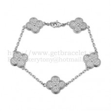 Van Cleef Arpels Bracelet Alhambra 5 Motifs Or Blanc