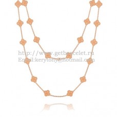 Van Cleef Arpels Collier Sautoir Alhambra Or Rose 20 Motifs