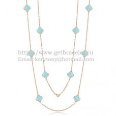 Van Cleef Arpels Collier Alhambra Or Rose 10 Motifs Avec Nacre Turquoise