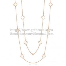 Van Cleef Arpels Collier Alhambra Or Rose 10 Motifs Avec Nacre Blanche