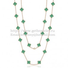 Van Cleef Arpels Collier Alhambra Or Rose 20 Motifs Avec Nacre Malachite