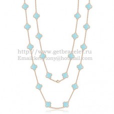 Van Cleef Arpels Collier Alhambra Or Rose 20 Motifs Avec Nacre Turquoise