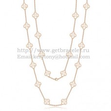 Van Cleef Arpels Collier Alhambra Or Rose 20 Motifs Avec Nacre Blanche