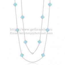 Van Cleef Arpels Collier Alhambra Or Blanc 10 Motifs Avec Nacre Turquoise Van Cleef Arpels Collier Alhambra Or Blanc 10 Motifs Avec Nacre Turquoise