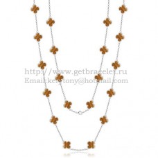 Van Cleef Arpels Collier Alhambra Or Blanc 20 Motifs Avec Oeil De Tigre Nacre