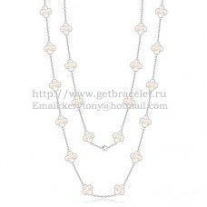 Van Cleef Arpels Collier Alhambra Or Blanc 20 Motifs Avec Nacre Blanche Van Cleef Arpels Collier Alhambra Or Blanc 20 Motifs Avec Nacre Blanche