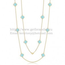 Van Cleef Arpels Collier Alhambra Or Jaune 10 Motifs Avec Nacre Turquoise