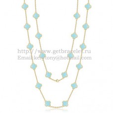 Van Cleef Arpels Collier Alhambra Or Jaune 20 Motifs Avec Nacre Turquoise