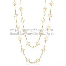 Van Cleef Arpels Collier Alhambra Or Jaune 20 Motifs Avec Nacre Blanche
