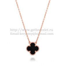 Van Cleef Arpels Pendentif Alhambra Or Rose Avec Agate Noire Nacre 15mm