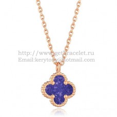 Van Cleef Arpels Pendentif Sweet Alhambra Or Rose Avec Pierre Lapis Nacre 9mm