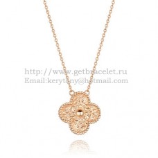 Van Cleef Arpels Pendentif Alhambra en or rose avec diamants ronds